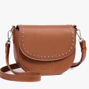 NWOT BOSTANTEN Crossbody Bag Women Vegan Leather Purse Studded Brown